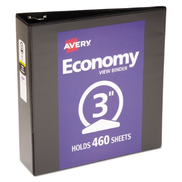 Picture of Economy View Binder With Round Rings , 3 Rings, 3" Capacity, 11 X 8.5, Black, (5740)