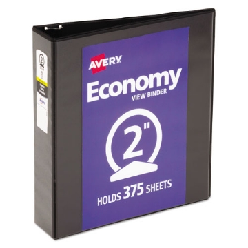 Picture of Economy View Binder With Round Rings , 3 Rings, 2" Capacity, 11 X 8.5, Black, (5730)