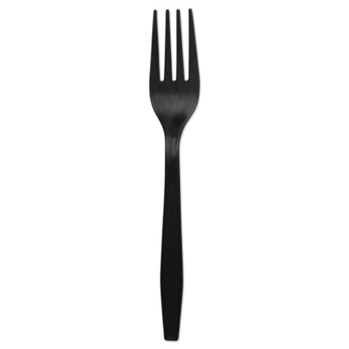 Picture of Heavyweight Polypropylene Cutlery, Fork, Black, 1000/carton