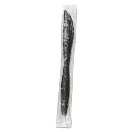 Picture of Heavyweight Wrapped Polypropylene Cutlery, Knife, Black, 1,000/carton