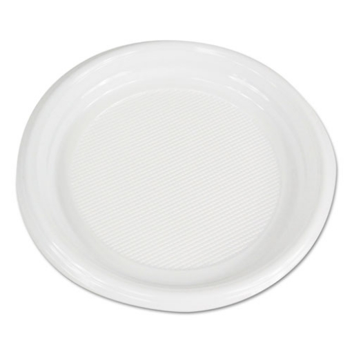 Picture of Hi-Impact Plastic Dinnerware, Plate, 9" Dia, White, 500/carton