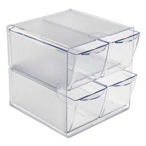 Picture of Stackable Cube Organizer, 4 Compartments, 4 Drawers, Plastic, 6 x 7.2 x 6, Clear