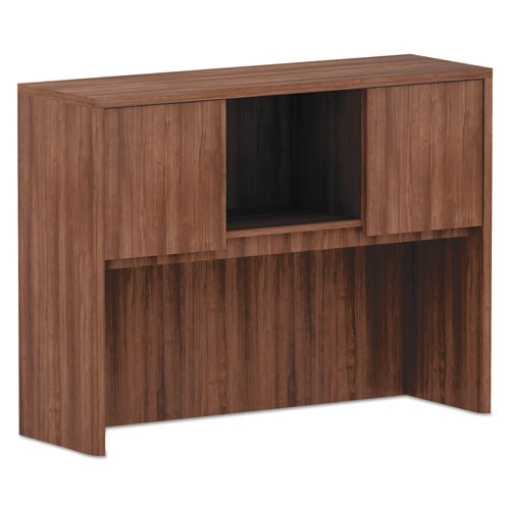 Picture of Alera Valencia Series Hutch with Doors, 3 Compartments, 47.13w x 15d x 35.38h, Modern Walnut
