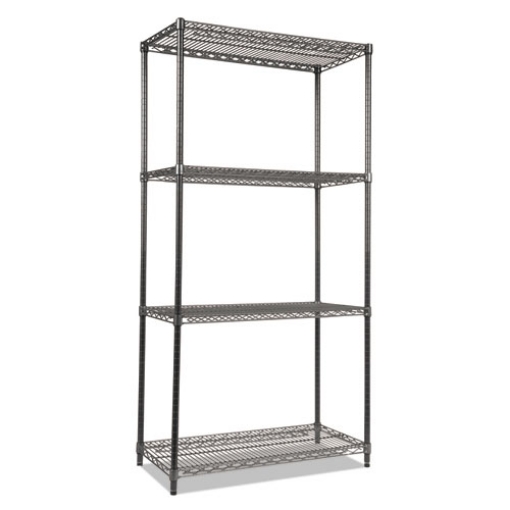 Picture of Wire Shelving Starter Kit, Four-Shelf, 36w X 18d X 72h, Black Anthracite