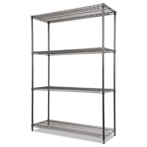 Picture of Wire Shelving Starter Kit, Four-Shelf, 48w X 18d X 72h, Black Anthracite