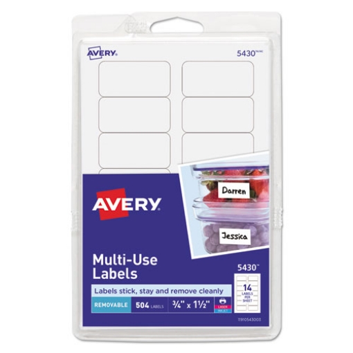 Picture of Removable Multi-Use Labels, Inkjet/laser Printers, 0.75 X 1.5, White, 14/sheet, 36 Sheets/pack, (5430)
