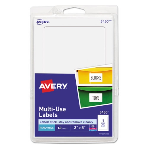 Picture of Removable Multi-Use Labels, Inkjet/laser Printers, 3 X 5, White, 40/pack, (5450)