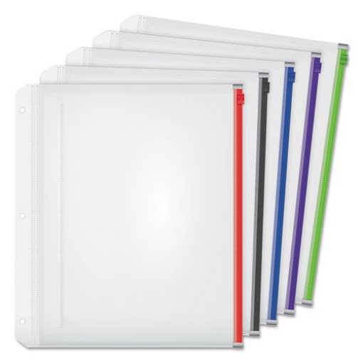 Picture of Expanding Zipper Binder Pocket, 8.5 x 11, Assorted Colors, 5/Pack