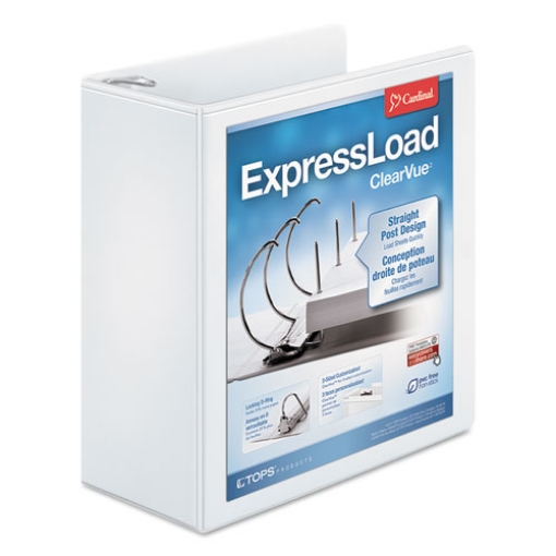 Picture of Expressload Clearvue Locking D-Ring Binder, 3 Rings, 4" Capacity, 11 X 8.5, White