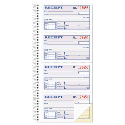 Picture of 2-Part Receipt Book, Two-Part Carbonless, 4.75 x 2.75, 4 Forms/Sheet, 200 Forms Total
