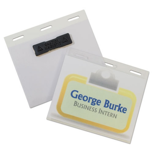 Picture of Self-Laminating Magnetic Style Name Badge Holder Kit, 3" X 4", Clear, 20/box