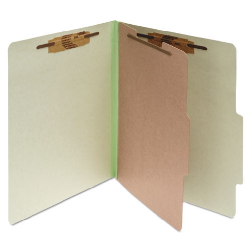 Picture of Pressboard Classification Folders, 2" Expansion, 1 Divider, 4 Fasteners, Letter Size, Leaf Green Exterior, 10/Box