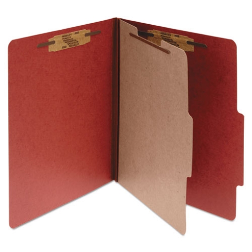 Picture of pressboard classification folders, 2" expansion, 1 divider, 4 fasteners, legal size, earth red exterior, 10/box