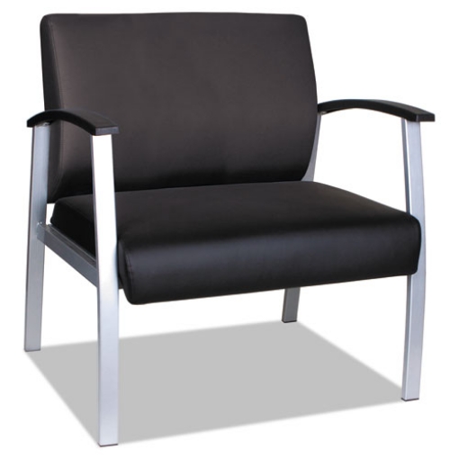 Picture of alera metalounge series bariatric guest chair, 30.51" x 26.96" x 33.46", black seat, black back, silver base