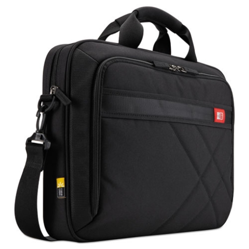 Picture of Diamond Briefcase, Fits Devices Up to 15.6", Polyester, 16.1 x 3.1 x 11.4, Black