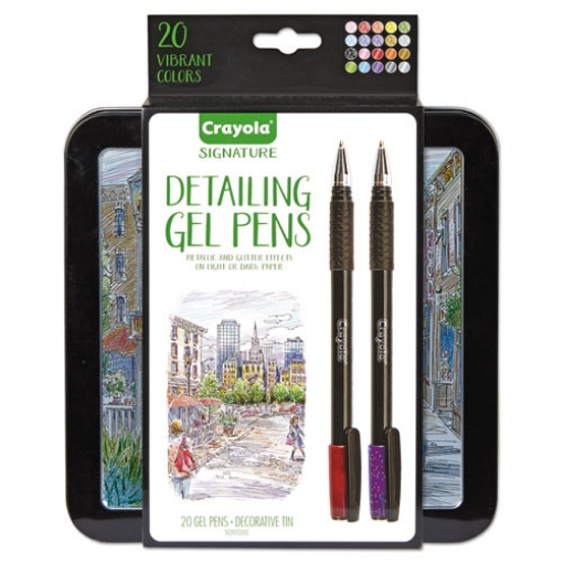 Picture of Detailing Gel Pen, Stick, Medium 1 mm, Assorted Ink and Black Colors, 20/Pack