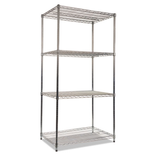 Picture of NSF Certified Industrial Four-Shelf Wire Shelving Kit, 36w x 24d x 72h, Silver