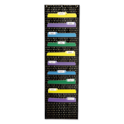 Picture of Storage Pocket Chart, 10 Pockets, 14 X 47, Black