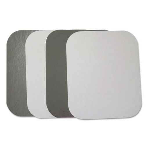 Picture of Flat Board Lids, For 1 lb Oblong Pans, Silver, Paper, 1,000 /Carton