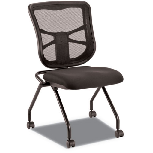 Picture of Alera Elusion Mesh Nesting Chairs, Supports Up to 275 lb, 18.1" Seat Height, Black Seat, Black Back, Black Base, 2/Carton