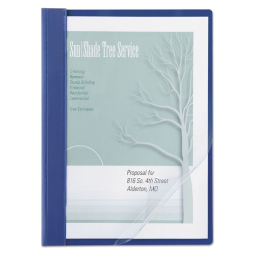 Picture of Clear Front Vinyl Report Cover, Prong Fastener, 0.5" Capacity,  8.5 x 11, Clear/Blue