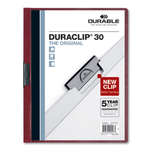 Picture of Duraclip Report Cover, Clip Fastener, 8.5 X 11, Clear/maroon, 25/box