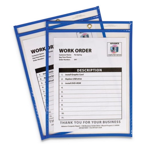 Picture of Stitched Shop Ticket Holders, Top Load, Super Heavy, Clear, 9" X 12" Inserts, 15/box