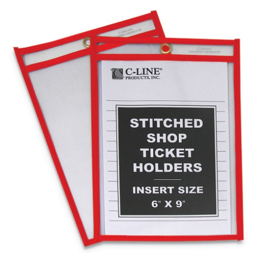 Picture of Stitched Shop Ticket Holders, Top Load, Super Heavy, Clear, 6" X 9" Inserts, 25/box