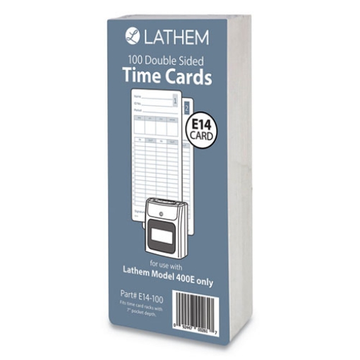 Picture of Time Clock Cards For Lathem Time 400e, Two Sides, 3 X 7, 100/pack