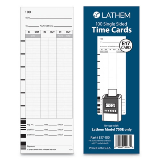 Picture of Time Clock Cards For Lathem Time 700e, One Side, 3.5 X 9, 100/pack