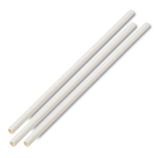 Picture of Unwrapped Paper Straws, 7.75" X 0.25" White, 4,800 Straws/carton