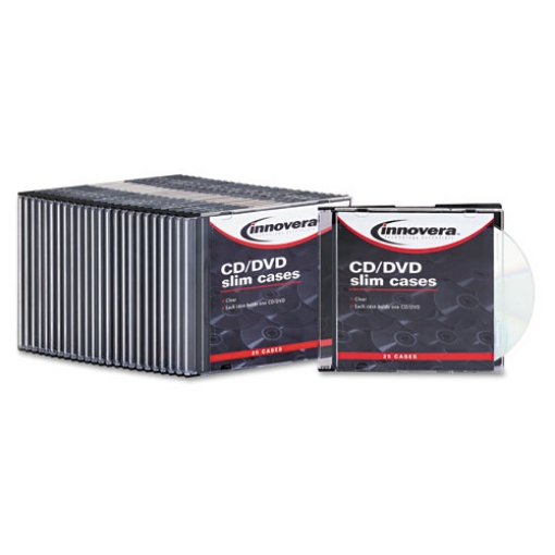 Picture of Cd/dvd Slim Jewel Cases, Clear/black, 25/pack
