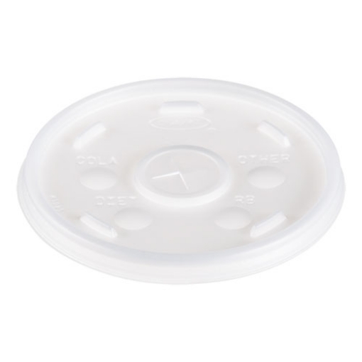 Picture of Plastic Lids, Fits 12 Oz To 24 Oz Hot/cold Foam Cups, Straw-Slot Lid, White, 100/pack, 10 Packs/carton