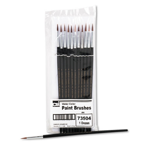 Picture of Artist Brush, Size 4, Camel Hair, Round Profile, 12/pack