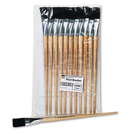 Picture of Long Handle Easel Brush, Size 22, Natural Bristle, Flat Profile, 12/pack