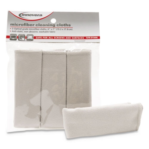 Picture of Microfiber Cleaning Cloths, 6 x 7, Unscented, Gray, 3/Pack