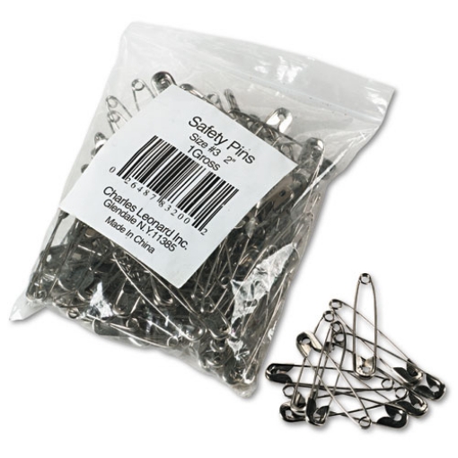 Picture of Safety Pins, Nickel-Plated, Steel, 2" Length, 144/pack