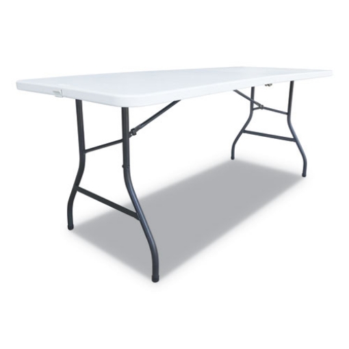 Picture of fold-in-half resin folding table, rectangular, 72w x 29.63d x 29.25h, white