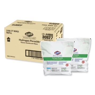Picture of Hydrogen Peroxide Cleaner Disinfectant Wipes, 12 x 11, Unscented, White, 185/Pack, 2 Packs/Carton