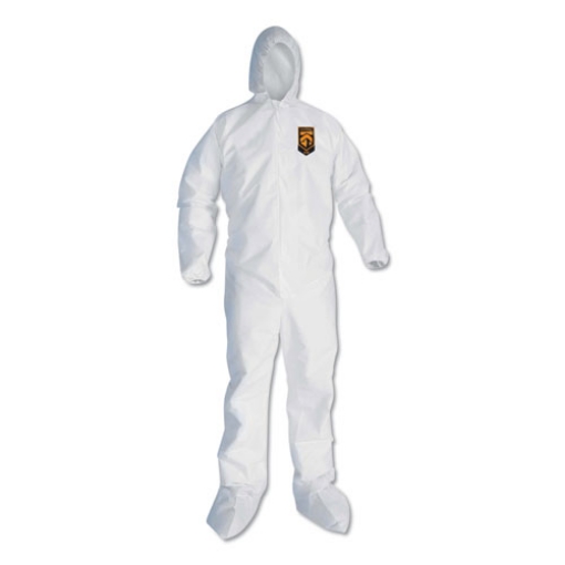 Picture of A30 Hood and Boots Splash/Particle Protection Coverall, 5X-Large, White, 25/Carton