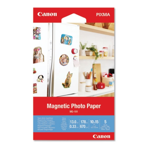 Picture of Glossy Magnetic Photo Paper, 13 Mil, 4 X 6, White, 5 Sheets/pack