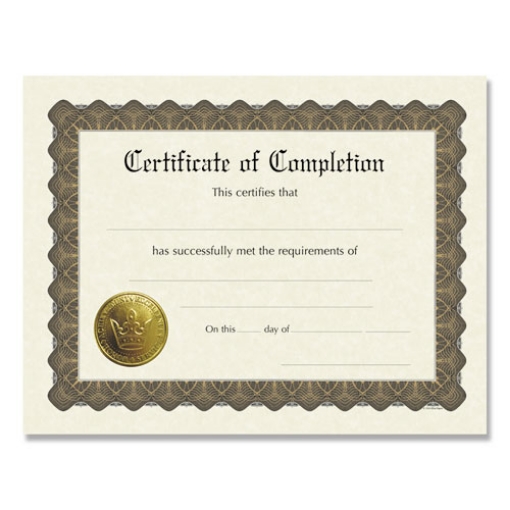 Picture of Ready-To-Use Certificates, Completion, 11 X 8.5, Ivory/brown/gold Colors With Brown Border, 6/pack