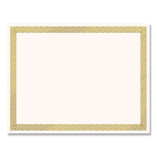Picture of Foil Border Certificates, 8.5 X 11, Ivory/gold With Braided Gold Border, 12/pack