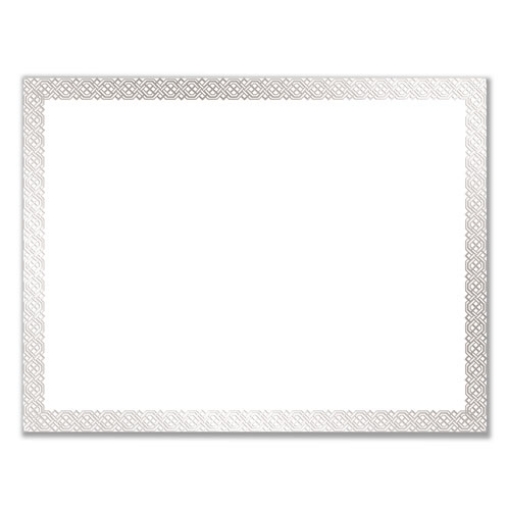 Picture of Foil Border Certificates, 8.5 X 11, White/silver With Braided Silver Border,15/pack