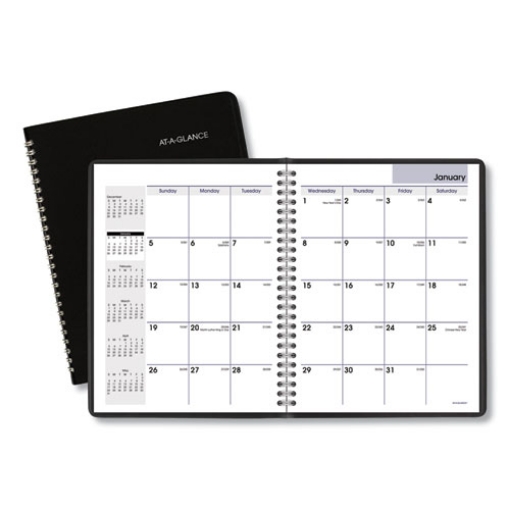 Picture of DayMinder Monthly Planner with Notes Column, Ruled Blocks, 8.75 x 7, Black Cover, 12-Month (Jan to Dec): 2024
