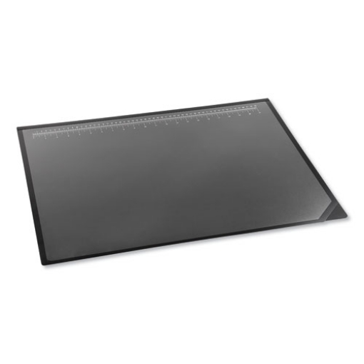 Picture of Desk Pad with Transparent Lift-Top Overlay and Antimicrobial Protection, 24" x 19", Black Pad, Transparent Frost Overlay