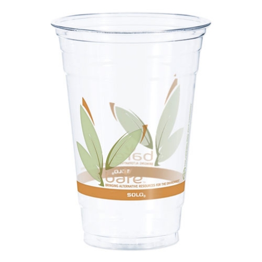 Picture of Bare Eco-Forward RPET Cold Cups 20 oz, ProPlanet Seal, Leaf Design, Clear, 50/Pack, 12 Packs/Carton