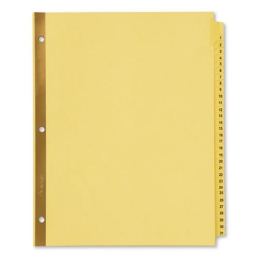 Picture of Preprinted Laminated Tab Dividers with Gold Reinforced Binding Edge, 31-Tab, 1 to 31, 11 x 8.5, Buff, 1 Set