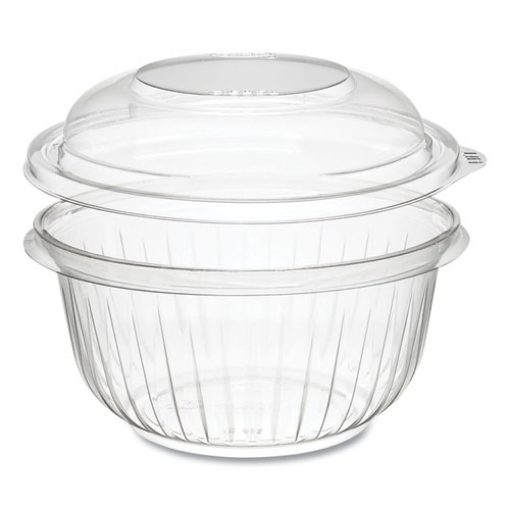 Picture of PresentaBowls Bowl/Lid Combo-Paks, Dome Lid, 16 oz, Clear, Plastic, 63/Pack, 4 Packs/Carton