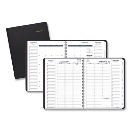 Picture of Triple View Weekly Vertical-Column Format Appointment Book, 11 x 8.25, Black Cover, 12-Month (Jan to Dec): 2024